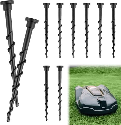 10Pcs Lawn Mower Charging Station Screws, Compatible with Husqvarna Automower 105, 305, 308, 14cm Length for Secure Ground Installation, Garden Tools, Black