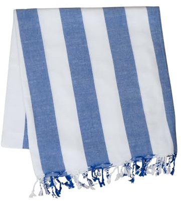 Großes Strandtuch, XXL-Strandtuch, Pareos, groß, sandfrei, 210 x 240 cm, Pooltuch, Fouta XXL mit Fransen, Stranddecke (Blau)