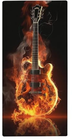 LDTVSFZQ Feuergitarre Handtuch, weich, saugfähig, Badetuch, Küche, Geschirrtücher für Badezimmer, Fitnessstudio, Spa, Zuhause, Gesichtshandtuch, Dekoration, 72,9 x 35,1 cm