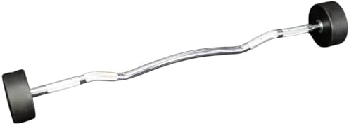 Fixed Weight Rubber Barbells with Curved Handle, Chrome Steel Bar 10kg-40kg, Modern Fitness