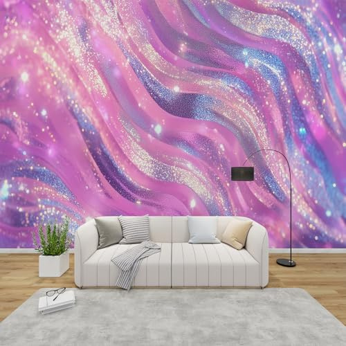 PaxGloz Fototapete Glitzerwellen Tapete Rosa Lila Glitzer Glamour Tapeten Vliestapete Modern Wandtapete Wohnzimmer Schlafzimmer Kinderzimmer Wanddeko Motivtapeten 200 x 140 cm (B x H)