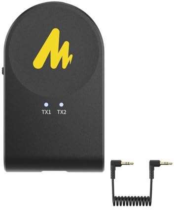 MAONO PD200W - Micrófono inalámbrico híbrido para podcast y receptor de cámara