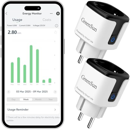 GreenSun WLAN Steckdose mit Strommessung Wlan Smarte Steckdose Stromzähler