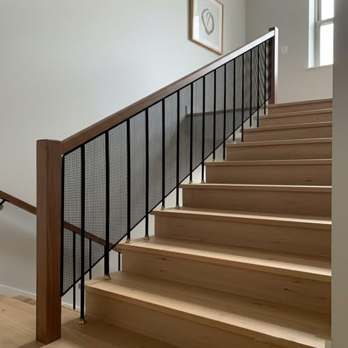 Sicherheitsnetz für Kinder 50 x 200 cm Langlebiger, Ohne Bohren, mit Nylonseil Langer Schnallenriemen, Sicherheitsnetz Kinder, Treppen Schutznetz für Babys Und Haustiere, Schwarz