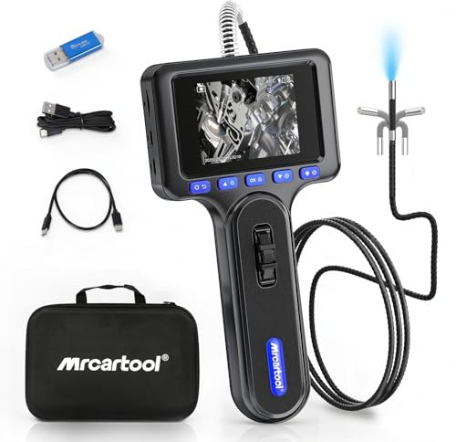 Cámara endoscópica con luz, endoscopio de 6,25 mm, cámara de inspección de 2,8 con pantalla IPS, cámara endoscópica de cabeza móvil, cámara de tubo flexible IP67 resistente al agua con cable