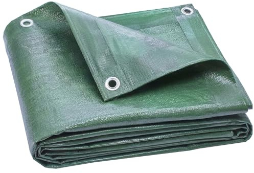 Outsunny Lona Impermeable Exterior 4x6 m UV con Ojales Reforzados Verde | Toldo PE Resistente a Rasgaduras 90 g/m², para Leña, Muebles de Jardín, Invernaderos, Vehículos