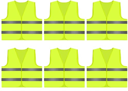 SINOTATO Warnwesten Auto 6er Sicherheitsweste, Warnweste mit Taschen Europaweit Gültig Nach EN ISO 20471 Warnwesten, Gelb Warnweste für Erwachsene kfz Motorrad