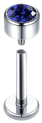 Hoisy Nostril Nasenstecker 18G G23 Titan 1,0x10mm, Rund mit Opal, Silber Blauer Opal Damen Nasenpiercing