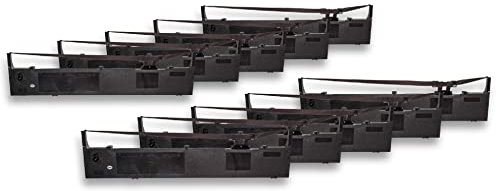 vhbw 10x Farbband Schriftband kompatibel mit Epson LQ 2100 Serie, LQ 2170, LQ 2190, LQ 2180, LQ 2190 N Nadeldrucker, Bondrucker - Schwarz