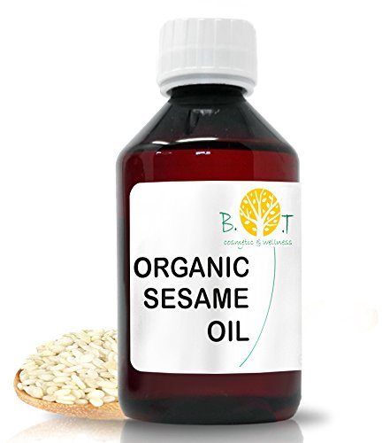 100% reines und natürliches Bio-Sesamöl, das aus der Kaltpressung von Sesamsamen gewonnen wird. Zertifiziert biologisch. Haut- und Haarpflege. Ayurveda Massageöl - 250 ml