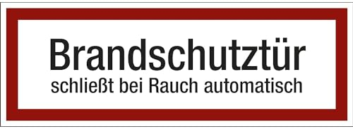 kaiserkraft | Brandschutzkennzeichen für die Feuerwehr | Brandschutztür schließt bei Rauch automatisch | VE 10 STK | Kunststoff | LxH 297 x 105 mm