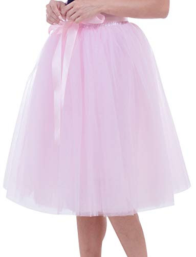 Jupe Tulle Femme Tutu Bouffante Adulte Jupon Sous Robe Mariage Midi Deguisement De Danse Asymétrique Princesse Ballet Classique Soiree Magnifique Vintage 7 Couches Rose