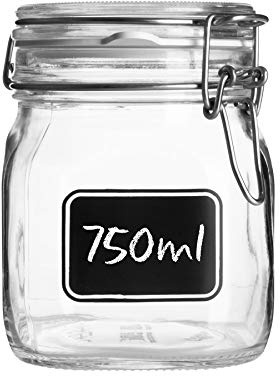 Bormioli Rocco Fido Airtight Vase with Chalkboard Label, Glass, L 1, Small