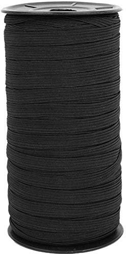 HEEPDD Cordon élastique, 8mm 100yard Bande de Cordon élastique Heavy Stretch Knit Bobine élastique DIY Tricoté Corde élastique Vêtements Couture Accessoire[Noir] Élastiques