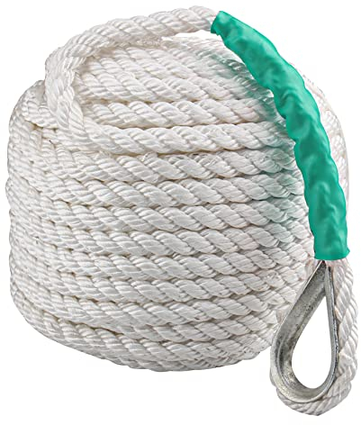 CarBole Nylon Mooring Rope, Multi-functional Dock Line Rope 12mm*61m for Survival | Boating | Sports | Camping | Sailing | Hiking (White) (5850LB)