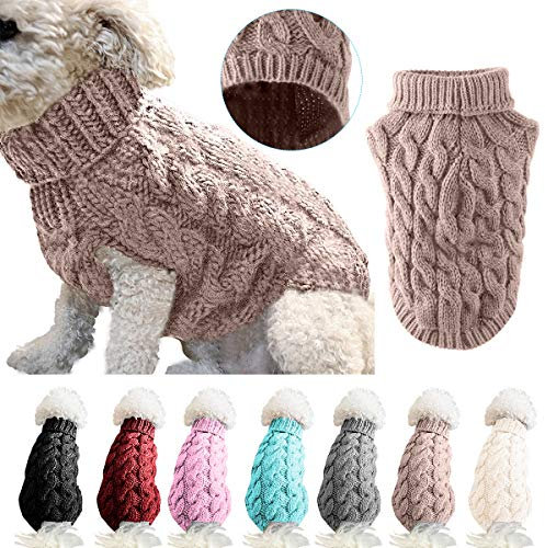 Dolcevita in maglia, maglione per cane da compagnia, cappotto invernale, scaldino per gatto e cane da piccolo a grande (M, kaki)