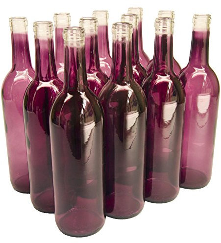 North Mountain Supply 750ml Glass Bordeaux Wine Bottle Flat-Bottomed Cork Finish - Case of 12 - Brandy Color