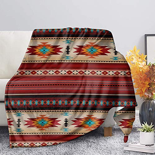SEANATIVE Southwestern Überwurfdecke mit Tribal-Druck, ultraweich, leicht, Flanell, für Schlafzimmer, Schlafsaal, Sofa, Couch, ganzjährig, leichte Decke, Azteken-Geometrie-Muster, Größe 3XL
