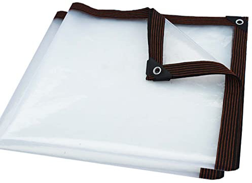 RGRE Lona Impermeable Transparente con Ojales 4x7m, Lona De Plástico Transparente Resistente a La Lluvia Plegable, Cubierta Protectora para Muebles De Jardín, Piscina