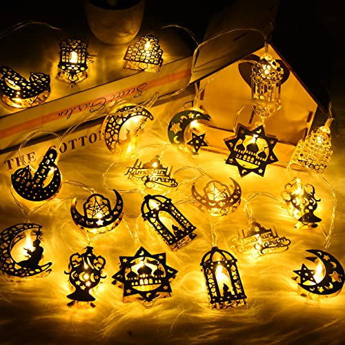 Herefun Ramadan Lichterkette, 20 LED Muslim Ramadan Lichterkette, 70 Feet Eid Ramadan Laternen Lichterkette, Ramadan Dekoration für Außen Innen Haus Garten Rasen String Lights (20PCS)