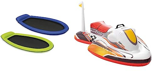 Intex 58836EU Mesh Mat - Aufblasbarer Wasserhängematte - 178 x 94 cm - Farblich Sortiert & 57520NP - Wave Rider Ride-On, 117 x 77 cm