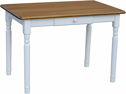 k koma Mesa de comedor de madera maciza de pino blanco miel con cajón, roble (60 x 90)