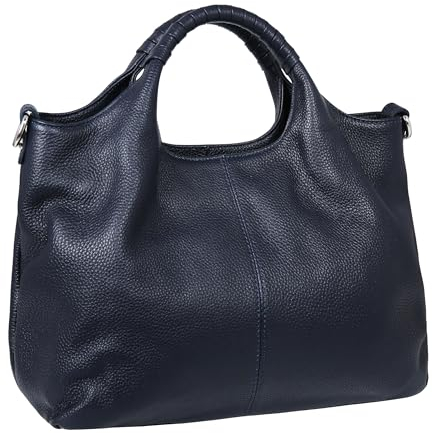 Iswee Geldbörse aus echtem Leder für Damen, Geldbörsen und Handtaschen, Schultertasche, Designer-Tragegriff, marineblau
