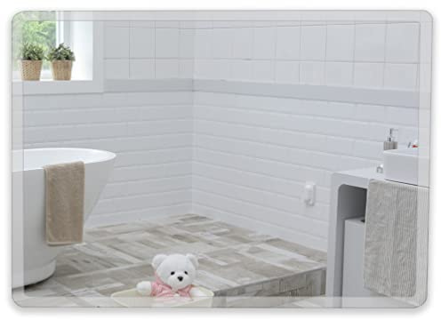 Neue Design Mood® Premium Rectangular Bathroom Mirror, Wall Mounted Bevelled Frameless Mirrors, Hangs Both Ways, Toilet Bedroom Hallway, (50cm x 70cm)