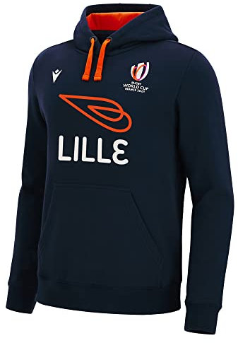 Macron Lille Rugby World Cup 2023 Kapuzenpullover, für Erwachsene, offizielles Lizenzprodukt, blau, 5XL