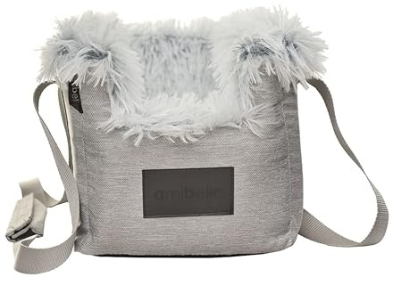 BOUTIQUE ZOO Hunde Armlehn Auto | Universal Autositz Waschbar Abriebfest, Autositz Hund für Mittelkonsol, Vordersitz, Beifahrersitz, Rückbank | Hundetasche, für Kleine Hunde | Farbe: Hellgrau