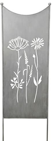 finehomegarden Stele Metall grau Sichtschutz Wildblume Windschutz Dekowand B50,5cm H165cm Deko