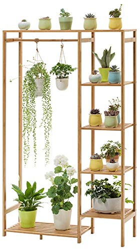 FLBT Massivholz-Blumenständer Balkon Mehrschichtiger bodenstehender Pflanzenständer zum Aufhängen von Topfpflanzen Blumenregal