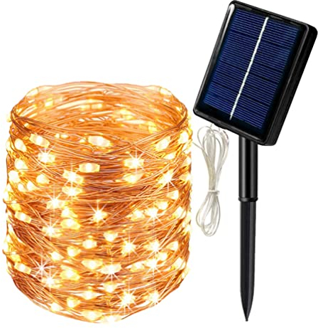 Solar Lichterkette Aussen, QSPORTPEAK 32M 300 LED Solarlichterkette Außen Wetterfest 8 Modi IP65 Wasserdicht Kupferdraht Lichterkette Außen Solar Outdoor für Balkon Garten Party Hochzeit Deko Warmweiß