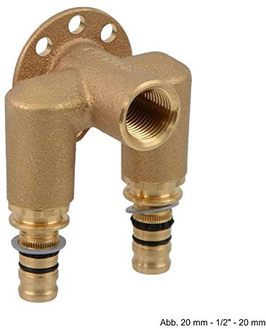 Geberit Mepla Doppelanschlusswinkel (52mm), Rotguss 20 mm - 1/2 - 20 mm