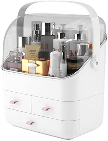 ROSEBEAR Makeup Organiser Storage Drawers, 3-Layer Desktop Cosmetic Storage Box Make Up Organiser for Dresser & Bathroom, Dustproof Waterproof, White (2782881-176UK-FBM)