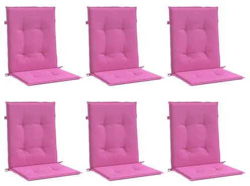 vidaXL Niedriglehner Auflage 6 STK., Sitzkissen für Gartenmöbel Hocker Ottomanen, Wasserabweisendes Sitzpolster, Sitzauflage Stuhlauflage, Rosa Stoff