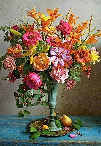Various Flowers in a Vase - 4000 Piece Wooden Puzzle - Jigsaw Puzzles Difficult Jigsaw Collection Game for Adults