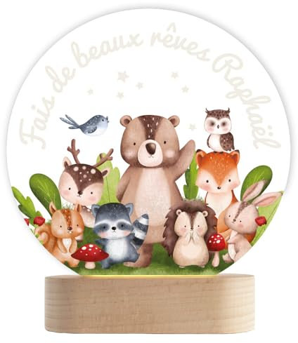 Veilleuse bébé Animaux de la forêt Personnalisable LED, veilleuse Animaux de la Jungle