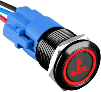 ETOPARS Schwarze Schale 19mm Kippschalter 12V 5A Auto Wippschalter Metall Druckschalter Wasserdicht EIN/AUS Taste Schalter mit Drahtstecker Rot Licht Wassertemp Drucktaster