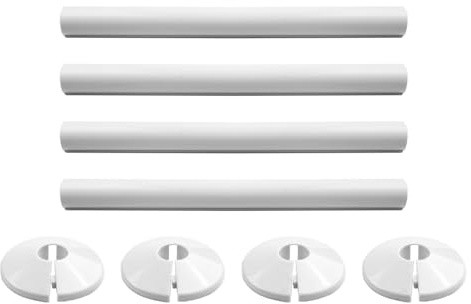 Elegante Heizkörperrohr-Abdeckrohre und -manschetten, 200 mm Länge, geeignet für 15-mm-Rohre, einfache Snap-On-Installation, Weiß, 4 Stück