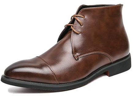 ARPINO Herren Leder Oxford-Stiefel Reißverschluss Stiefeletten Derby Kurzschaft Stiefel,Braun,44 EU