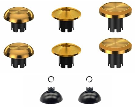 Ceozon Replacement Metal Thumbsticks for Ps5 Ps4 Ps5 Edge Controller 6 in 1 Swap Analog Joystick Thumb Grips Accessories Gold