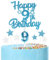 mciskin Happy 9th Birthday Candles Cake Toppers Set,9th Birthday Decorations for Boy,Blue Number 9 Candle for Cake,Blue Candle with Silver Star Cupcake Toppers for Girl Boy Birthday Party Decorations