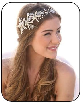Unicra Hochzeit Seestern Kopfschmuck Brautfrisur Stirnbänder Braut Haar Rebe Seestern Haarschmuck für Bräute und Brautjungfern