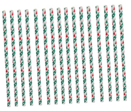 GLEAVI Pailles En Papier De Noël à Pois Verts 50 Pièces Jetables Écologiques Décoratives Pour Fêtes Anniversaires Cocktails Usage Unique