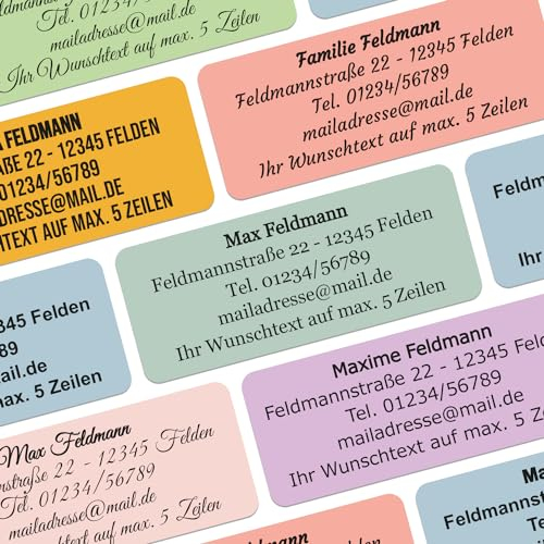 foliado® Adressaufkleber Pastell mit Wunschtext & Motiv personalisierbare Klebeetiketten Namensschild selbstklebend für Briefe, etc. | wasserfest | Digitaldruck (45 x 18 mm) APD-067 (120)