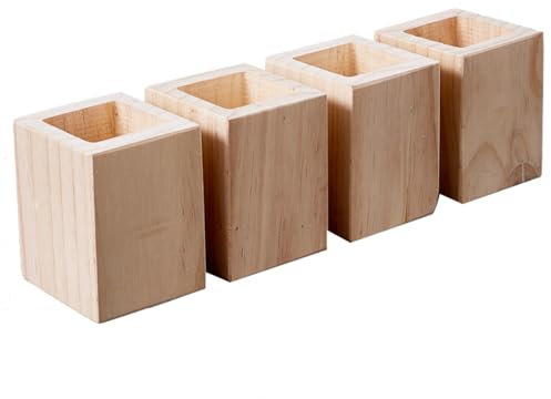 Rehausseurs de Lit en Bois Rehausseurs de Meubles Carrés 4 Pièces Élévateurs de Tables Robustes Pieds de Meubles en Bois Massif, Ajoute 5 à 20 cm de Hauteur (A 3.2cm-Increase Height 5cm)