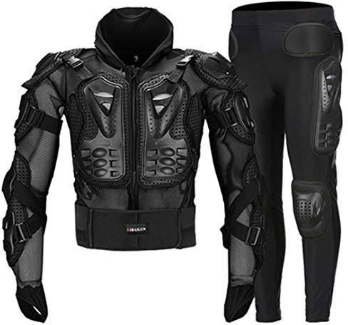 Hcclijo Motorrad Ganzkörperpanzerung Für Herren Atmungsaktiv Motorradjacke Anzug Motobiker Motocross Rüstung Schutzausrüstung Black Suit L