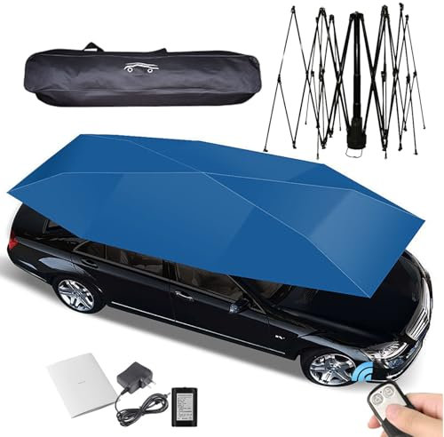 Sombrilla Portátil para Coche,Toldo Plegable para Coche,Sombrilla para Coche Totalmente Automática,con Control Remoto y Bolsa de Transporte,Adecuada para Escuelas de Manejo,Navy blue-4.3m/169''