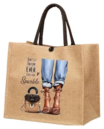 Generisch Jute Tasche/Praktische Einkaufstasche, 34x30x17cm/Stilvolle Jute Shopper Tasche für den Alltag/ideal als Muttertagsgeschenk/jutebeutel/jutetasche shopper. (Bild 3)